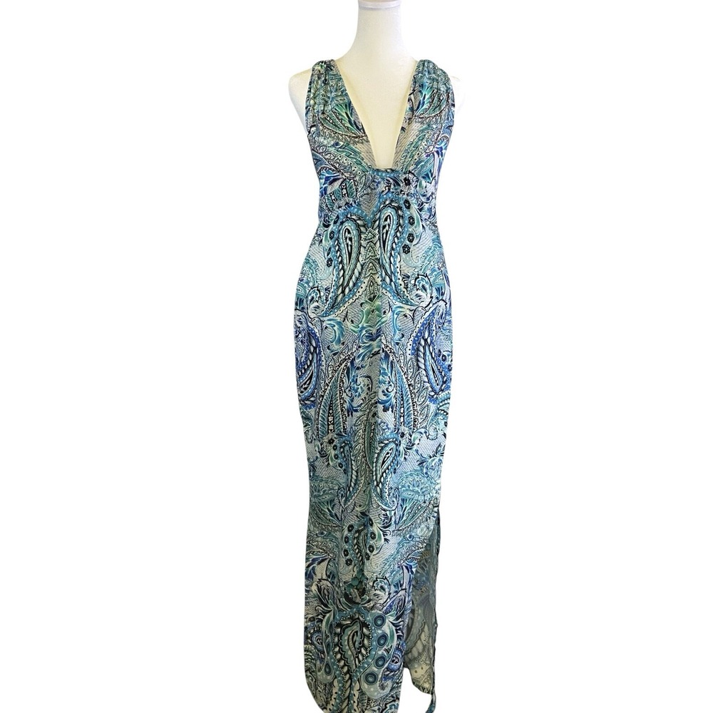 Espaco De Moda Women's Maxi Halter Sundress SZ 10 US / 42 Brazil Blue‎ White